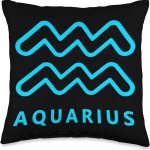 Aquarius Sign Retro Water Bearer Zodiac Symbol Astrology Throw Pillow - Aquarius Pillow for men
