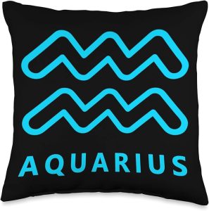 Aquarius Sign Retro Water Bearer Zodiac Symbol Astrology Throw Pillow - Aquarius Pillow for men