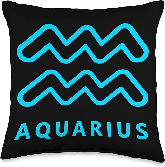 Aquarius Sign Retro Water Bearer Zodiac Symbol Astrology Throw Pillow - Aquarius Pillow for men