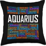 Aquarius Zodiac Traits Horoscope Astrology Sign Gift Words Throw Pillow - Aquarius Pillow for men