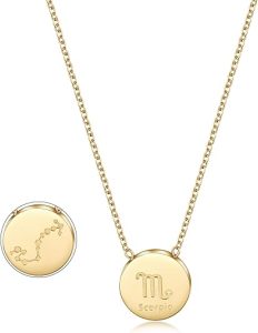 Gold Horoscope Constellations Necklaces Glossy Round Zodiac Sign Necklaces Letter Chain for Women Capricorn Aries Libra Virgo Aquarius Gemini Cancer Pisces Sagittarius Leo Taurus Scorpio for Adult Jewelry - Scorpio Products for men