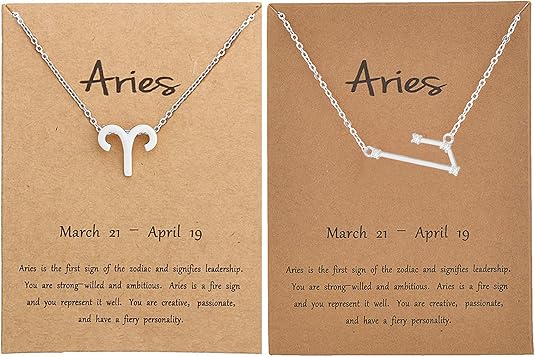 Zodiac Necklace for Women 12 Constellation Pendant Necklaces Silver Zodiac Sign Necklace for Men - Aries Necklace for men