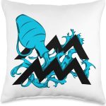 Aquarius Sign Vintage Water Bearer Zodiac Symbol Gift Throw Pillow - Aquarius Pillow for men