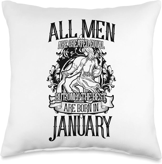 Aquarius Men Are Created Equal Funny January Zodiac Gift Throw Pillow - Aquarius Pillow for men