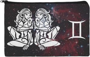 Gemini Twins Zodiac Sign Horoscope in Space Pencil Pen Organizer Zipper Pouch Case - Gemini Canvas for men