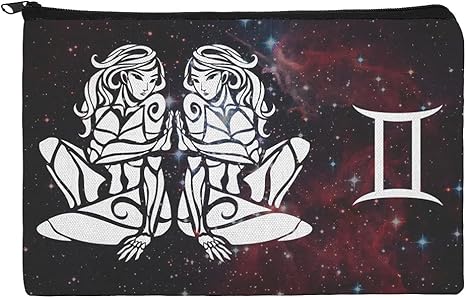 Gemini Twins Zodiac Sign Horoscope in Space Pencil Pen Organizer Zipper Pouch Case - Gemini Canvas for men