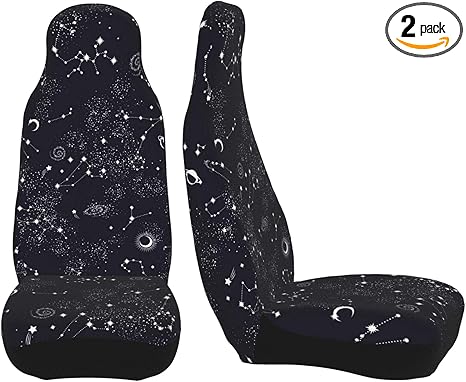 Car Seat Covers 2pc Front Seat Protector Cover Cushion Moon Space Planet Stars Galaxy Universe Overall Surrounded Universal Auto Decor Stretch Elastic for Most Vehicle, Car, SUV - Aries Car Seat Cover for men