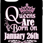 iPhone 12/12 Pro Queens Are Born On January 26th Capricorn Aquarius Birthday Case - Aquarius Phone Case for men