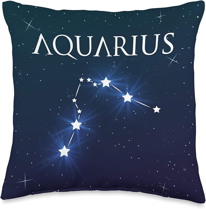 Aquarius Constellation Zodiac Throw Pillow - Aquarius Pillow for men