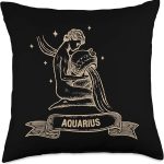 Aquarius Zodiac Sign Constellation Gift Horoscope Men Women Throw Pillow - Aquarius Pillow for men