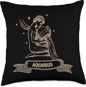 Aquarius Zodiac Sign Constellation Gift Horoscope Men Women Throw Pillow - Aquarius Pillow for men