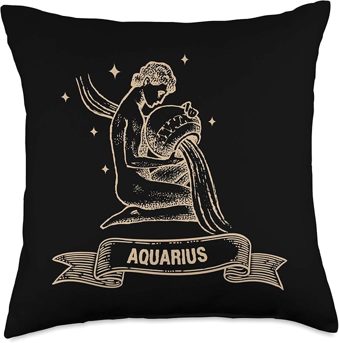 Aquarius Zodiac Sign Constellation Gift Horoscope Men Women Throw Pillow - Aquarius Pillow for men
