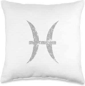 Zodiac Sign Pisces (Vintage Gray) Pisces Throw Pillow - Pisces Pillow for men