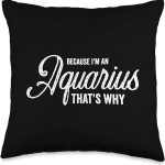 Because I'm An Aquarius / Zodiac Sign / Aquarius Birthday Throw Pillow - Aquarius Pillow for men