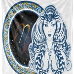 Lunarable Zodiac Throw Blanket, Horoscope Virgo Sign Image with a Female Portrait Material World Theme, Flannel Fleece Accent Piece Soft Couch Cover for Adults, 50" x 60", Multicolor - Virgo Blanket for men