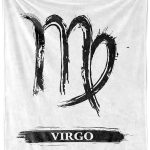 Ambesonne Virgo Throw Blanket, Virgo Sign with Black and White Monochrome Design Zodiac Constellation Print, Flannel Fleece Accent Piece Soft Couch Cover for Adults, 50" x 60", Black White - Virgo Blanket for men