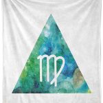 Ambesonne Virgo Throw Blanket, Virgo Watercolor Abstract Triangle Background Culture Inspiration, Flannel Fleece Accent Piece Soft Couch Cover for Adults, 50" x 60", Sea Green Blue White - Virgo Blanket for men