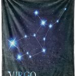 Ambesonne Virgo Throw Blanket, Virgo Constellation Alignment of Stars Universe Themed Galactic Illustration, Flannel Fleece Accent Piece Soft Couch Cover for Adults, 50" x 60", Indigo Blue White - Virgo Blanket for men