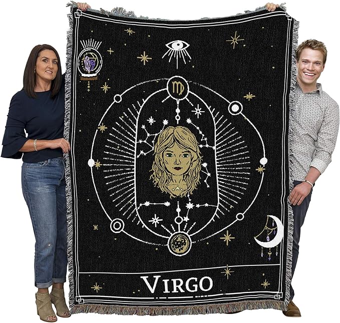 Pure Country Weavers Zodiac - Virgo Tarot Card Blanket - Gift Cotton Tapestry Throw - Made in The USA - 72" x 54" - Virgo Blanket for men