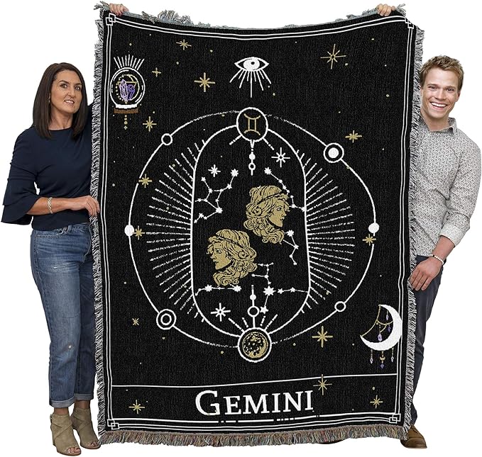 Pure Country Weavers Zodiac - Gemini Tarot Card Blanket - Gift Cotton Tapestry Throw - Made in The USA - 72" x 54" - Gemini Blanket for men