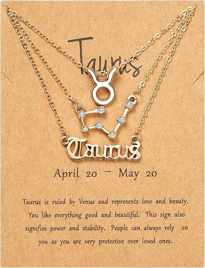 PANTIDE 3Pcs Constellation Zodiac Layer Necklaces for Women Girls, Retro 14K Gold Plated 12 Constellation Pendant Necklace Exquisite Letter Horoscope Old English Zodiac Sign Jewelry Birthday Gift - Taurus Products for men