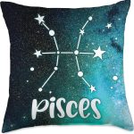 Pisces Horoscope Birthday Gift Galaxy Stars Zodiac Sign Throw Pillow - Pisces Pillow for men