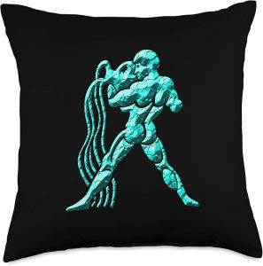Turquoise Zodiac Sign Aquarius Throw Pillow - Aquarius Pillow for men