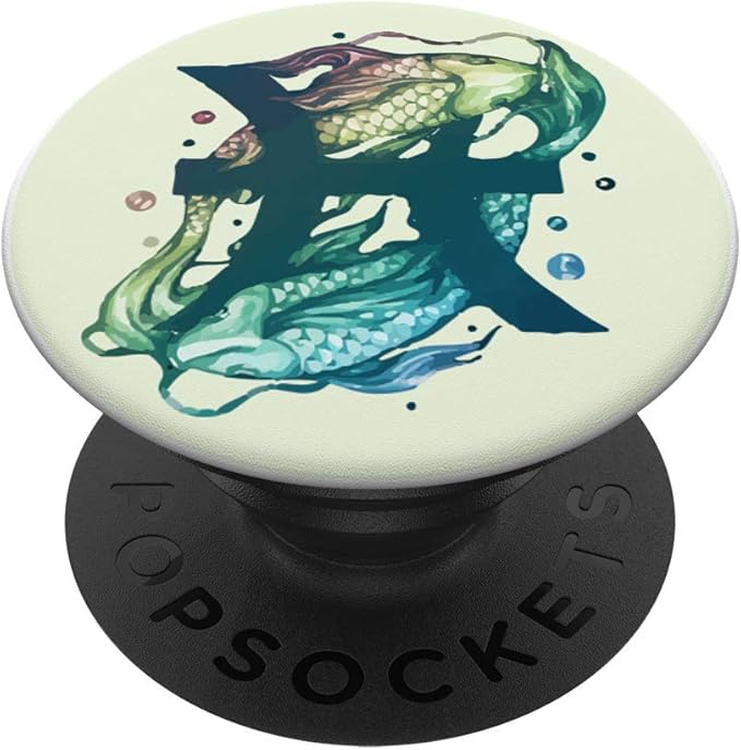 Pisces Water Sign Fish Horoscope Birthday Gift Zodiac Sign PopSockets PopGrip: Swappable Grip for Phones & Tablets - Pisces for men