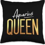 Aquarius Queen / Aquarius Women Birthday Astrology Sign Throw Pillow - Aquarius Pillow for men