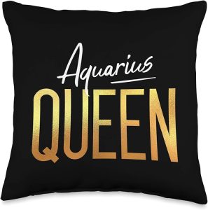 Aquarius Queen / Aquarius Women Birthday Astrology Sign Throw Pillow - Aquarius Pillow for men