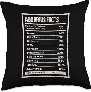 Aquarius Facts Apparel For Men And Women Funny Zodiac Gift Throw Pillow - Aquarius Pillow for men