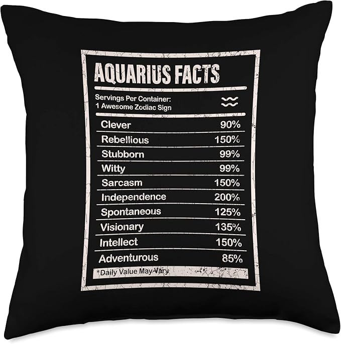 Aquarius Facts Apparel For Men And Women Funny Zodiac Gift Throw Pillow - Aquarius Pillow for men