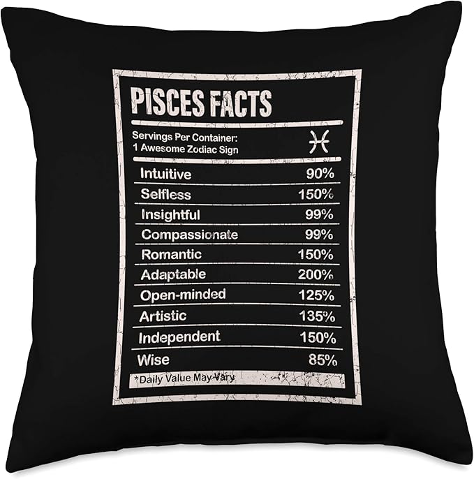 Pisces Facts Apparel For Men And Women Funny Zodiac Gift Throw Pillow - Pisces Pillow for men