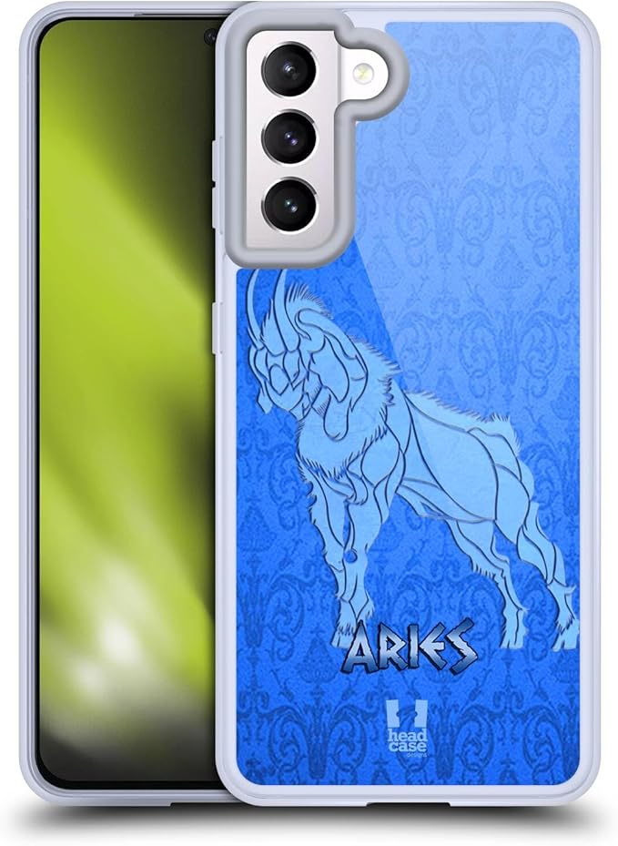 Head Case Designs Aries Zodiac Signs Gel Case [Military Grade Protection] Compatible with Samsung Galaxy S21 5G and Compatible with MagSafe - Aries Phone Case for men