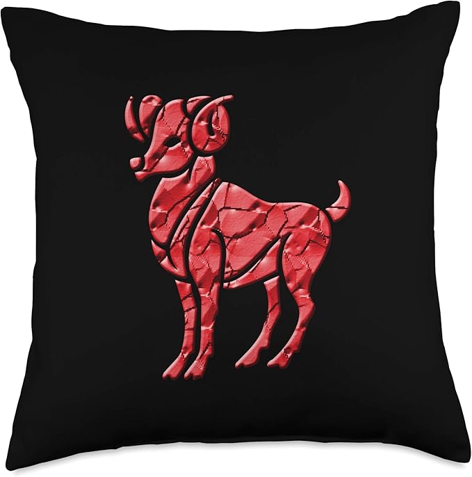 Red Zodiac Sign Aries Throw Pillow - Aries Pillow for men