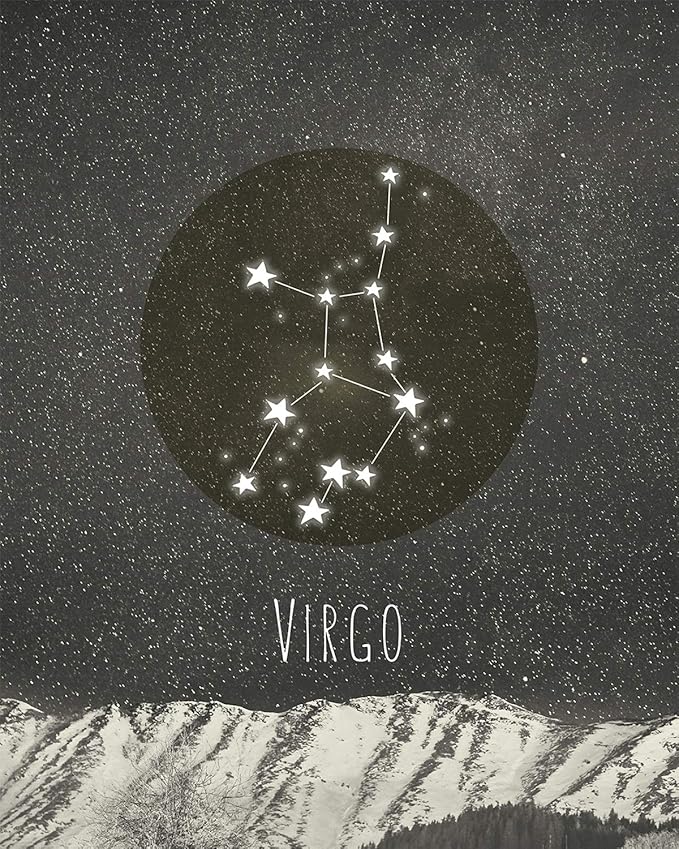Govivo Virgo - Wall Decor Art Print with a skyscape background - 8x10 unframed artwork printed on photograph paper - Virgo Poster for men