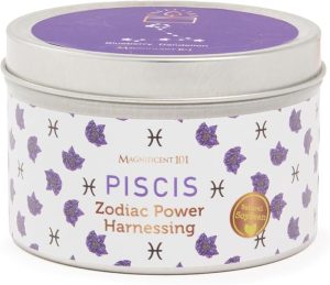 Magnificent 101 Long Lasting Pisces Zodiac Candle - 6 Oz - 35 Hour Burn Time - Blueberry Dandelion Scented Soy Wax Candle - Harness The Power of Astrological Signs to Find Your Strength - Pisces for men