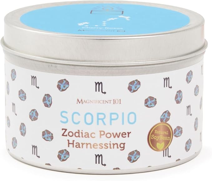 Magnificent 101 Scorpio Zodiac Sign Candle - Scented Soy Wax - Choose Your Birthdate - Great Holiday Favor for Horoscope Fans - 6 oz Tin Holder - Scorpio Products for men