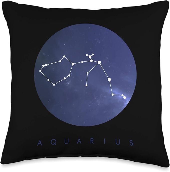 Circular Aquarius Constellation Astronomy and Space Design Throw Pillow - Aquarius Pillow for men