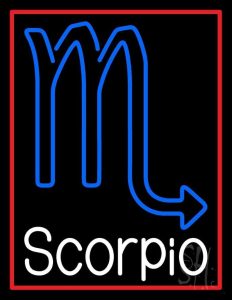 White Scorpio Zodiac LED Neon Sign 19" Tall x 15" Wide - inches Black Square Cut Acrylic Backing, with Dimmer - Bright and Premium built indoor LED Neon Sign for Storefront. - Scorpio Products for men