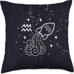 Aquarius - Cool Astrological Horoscope Zodiac Sign Throw Pillow - Aquarius Pillow for men