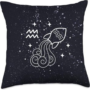 Aquarius - Cool Astrological Horoscope Zodiac Sign Throw Pillow - Aquarius Pillow for men