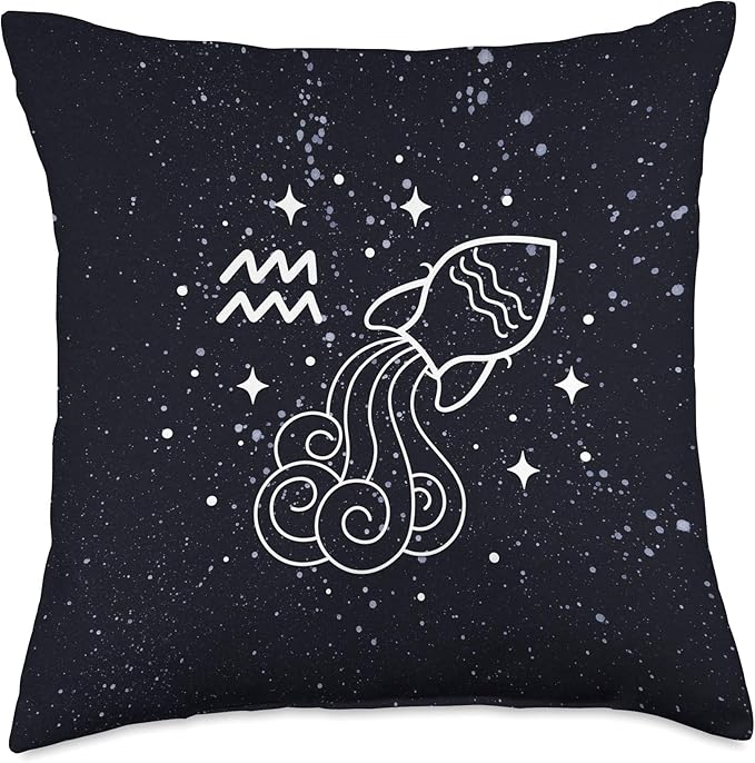 Aquarius - Cool Astrological Horoscope Zodiac Sign Throw Pillow - Aquarius Pillow for men