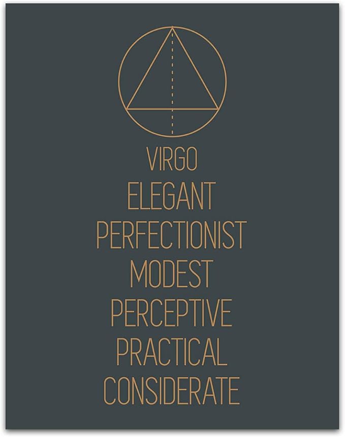TJ Originals Virgo Zodiac Sign Spiritual Wall Art Decor, Minimalist Motivational Posters, Gym Motivational Wall Art, Office Zen Room Decor, Yoga Meditation Room, Zen Wall Art for Living Room (11x14) - Virgo Poster for men