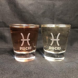Zodiac Signs Shot Glass set of 2 Aries Leo Cancer Pisces Scorpio Taurus Sagittarius Gemini Virgo Libra Capricorn Aquarius (PISCES) - Aquarius Mug for men