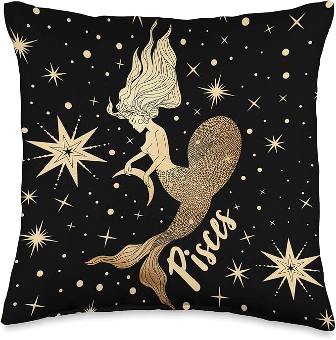 PISCES Zodiac Star Sign Celestial Occult Witchy Gift Throw Pillow - Pisces Pillow for men