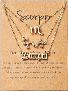 PANTIDE 3Pcs Constellation Zodiac Layer Necklaces for Women Girls, Retro 14K Gold Plated 12 Constellation Pendant Necklace Exquisite Letter Horoscope Old English Zodiac Sign Jewelry Birthday Gift - Scorpio Products for men