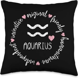 Aquarius Facts Apparel For Men Women Funny Zodiac Sign Gift Throw Pillow - Aquarius Pillow for men