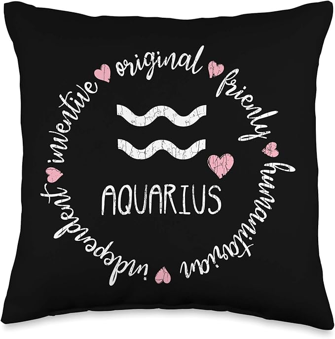 Aquarius Facts Apparel For Men Women Funny Zodiac Sign Gift Throw Pillow - Aquarius Pillow for men