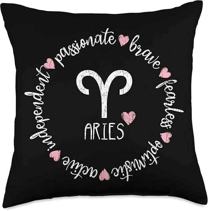 Aries Description Apparel Men Women Funny Zodiac Sign Gift Throw Pillow - Aries Pillow for men